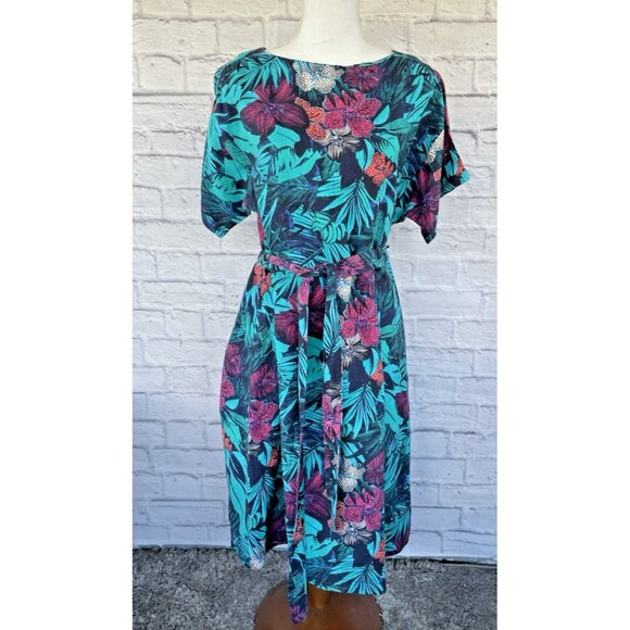 LOFT Dresses & Skirts - LOFT Petites Women's Dress Size Small Flowers 60% Linen Tropical Summer Pockets